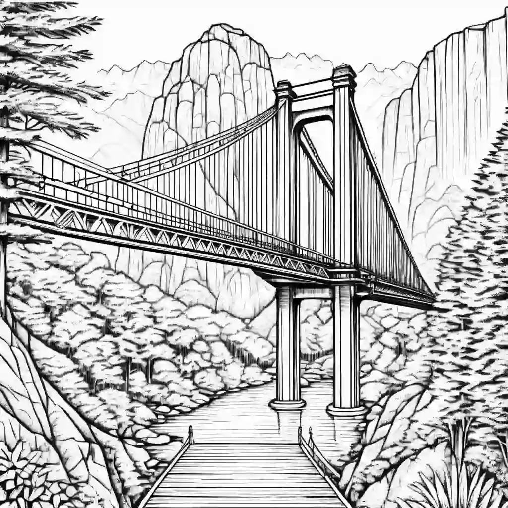 Suspension Bridges coloring pages